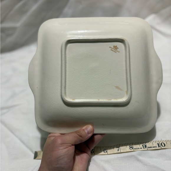 Vintage Floral Square Ceramic Dish with Handles - Picture 5 of 7